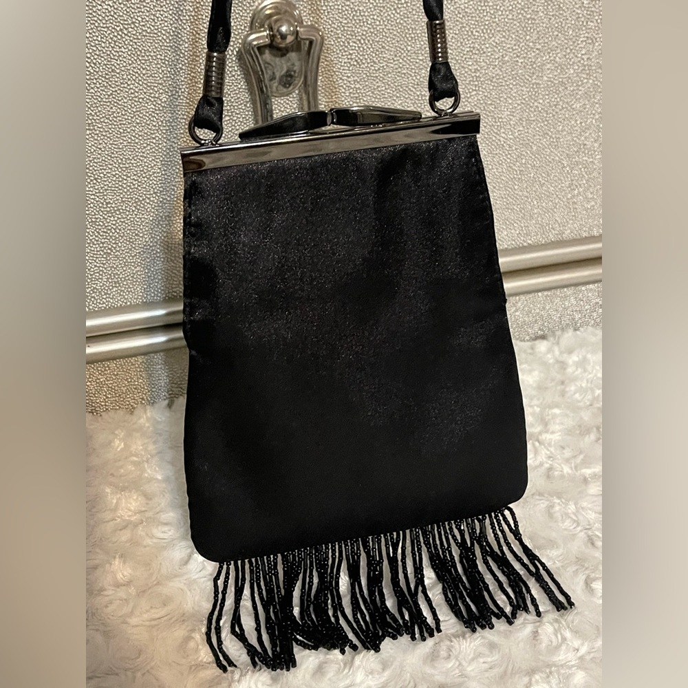 Elegant Black Fringe Evening Bag